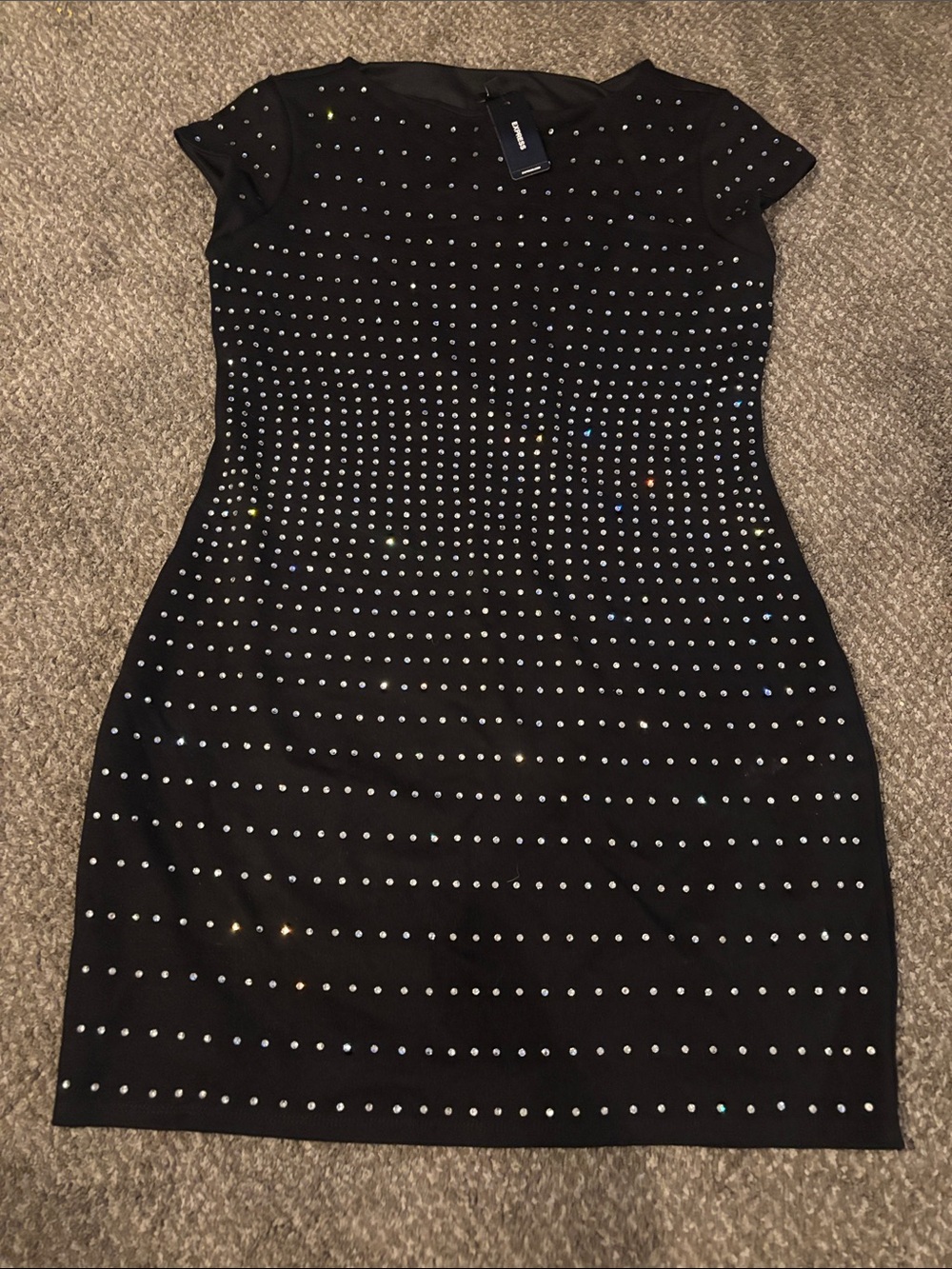 Express Black Studded Bodycon Mini Dress
